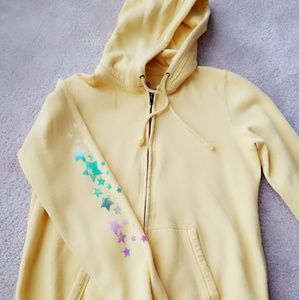 Yellow zip up long sleeve hoodie